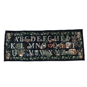 Tapestry Table Runner Gardener's Alphabet Botanical Cottage Farmhouse Country